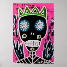 Rei preto Açúcar Crânio Anjo Poster