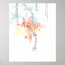 Respingo-Poster floral alaranjado