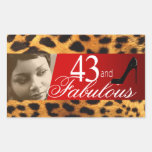 Retângulo do vinho do partido da foto do leopardo  adesivos retangular