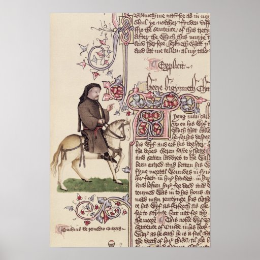 Retrato do fac-símile de Geoffrey Chaucer de Impressão