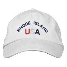 Rhode - a ilha EUA bordou o chapéu branco Bones Bordados