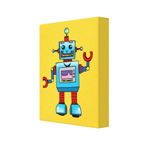 Robô bonito impressão de canvas envolvida