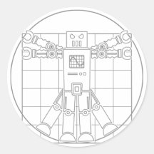 Robô de da Vinci Vitruvian Adesivo Redondo
