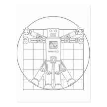 Robô de da Vinci Vitruvian Cartoes Postais