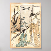 Rolo japonês legal da gueixa do ukiyo-e do vintage posters