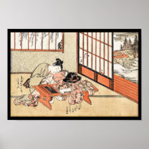 Rolo japonês legal da gueixa do ukiyo-e do vintage poster