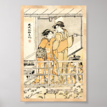 Rolo japonês legal das gueixas do ukiyo-e dois do  posteres