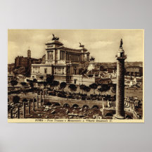 Roma, fórum de Trajan e monumento Pôsteres
