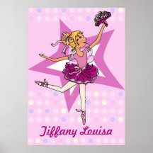 Rosa da bailarina - menina loura "seu" poster conh