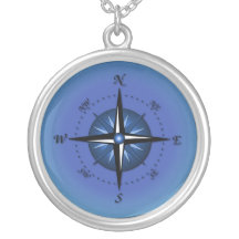 Rosa de compasso azul colares personalizados