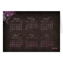 Rosa floral Brown do cartão de 2010 calendários
