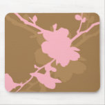 Rosa & flores mostradas em silhueta Brown Mousepad tapetes para ratos