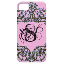 ROSA PARISIENSE E IMPRESSÃO INICIAL CUSTOMIZÁVEL D CAPA DE iPhone 5 Case-Mate