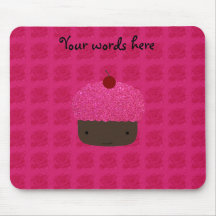 Rosas cor-de-rosa bonitos do cupcake do brilho mousepad