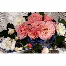 Rosas cor-de-rosa e brancos fotoescultura