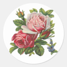 ROSAS DO VINTAGE ADESIVOS REDONDOS