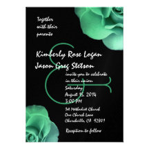 Rosas verdes e azuis que Wedding R310 Convite Personalizado