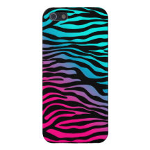 roxo azul cor-de-rosa bonito feminino da zebra do  iPhone 5 capas