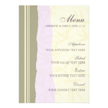 Roxo e bege do menu do casamento convite personalizados