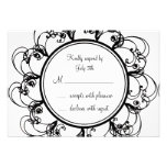 RSVP floral extravagante (preto/branco) Convites