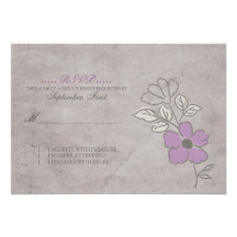 RSVP Wedding floral roxo e cinzento do vintage Convite