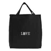 Saco bordado amor de Westie do amor Bolsa De Lona
