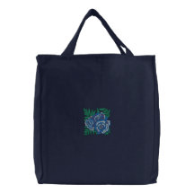 Saco bordado rosa do azul bolsas para compras