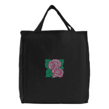 Saco bordado rosa do rosa bolsa