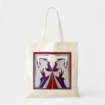Saco branco da arte abstracta e azul vermelho bolsa de lona