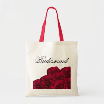 Saco da dama de honra das rosas vermelhas bolsa de lona