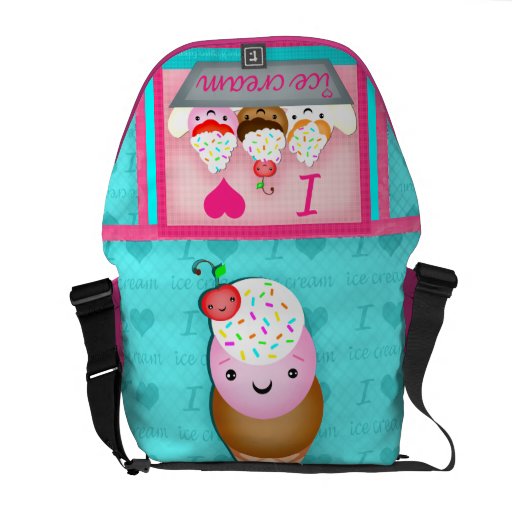 Saco do rickshaw do amor do sorvete de Kawaii Bolsa Mensageiro