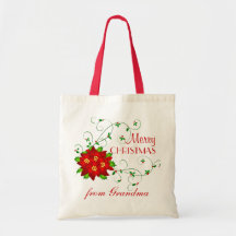Saco personalizado do presente do Natal - Pointset Bolsa De Lona