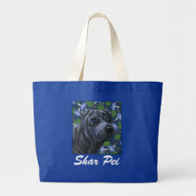 Sacola azul do cão de Shar Pei Bolsas De Lona