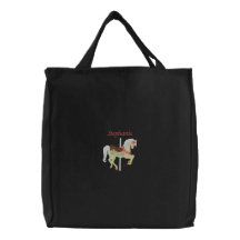 Sacola bordada cavalo personalizada do carrossel bolsas de lona