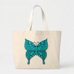Sacola da borboleta de turquesa bolsa de lona