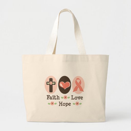 Sacola da fita do rosa da esperança do amor da fé bolsa para compras