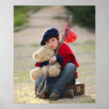 SAD CUTE RUNAWAY KID BOY CHILD POSTER