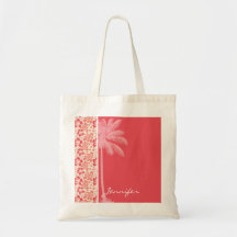 Salmões tropicais & teste padrão floral cor-de-ros bolsas de lona