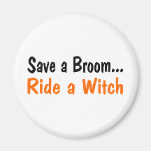 Salvar um passeio da vassoura uma bruxa imãs de refrigerador