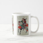 Samurai a cavalo, vestindo a armadura canecas