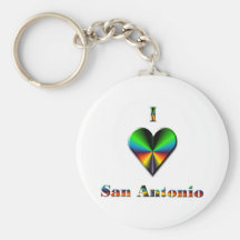 San Antonio -- Azul & alaranjado verdes Chaveiro
