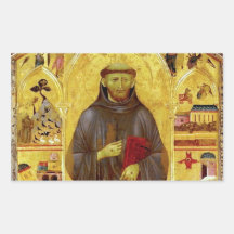 Santo Francis da iconografia medieval de Assissi Adesivo Retângular