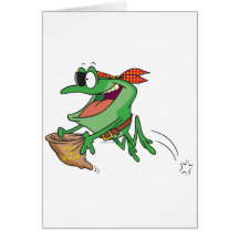 sapo engraçado do comedor de rãs do pirata do truq cartão