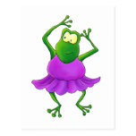 Sapo roxo da dança do tutu da bailarina cartoes postais