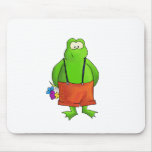 Sapo tímido do menino com flores mousepad