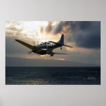 SBD-5 Dauntless sobre o Pacífico Posteres