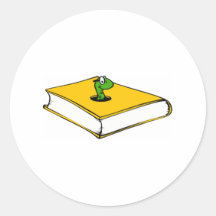 Sem-fim de livro amarelo adesivos redondos