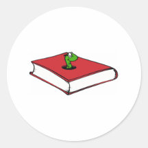 Sem-fim de livro vermelho adesivos em formato redondos