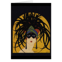 Senhora festiva do art deco cartões