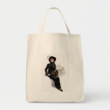 Senhora no preto bolsas de lona